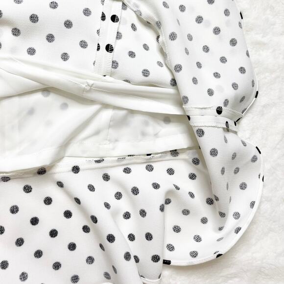 NEW NINE WEST White with Black Polka Dots Fitted Ruffled Sun Dress NWT size 14 - Picture 5 of 11